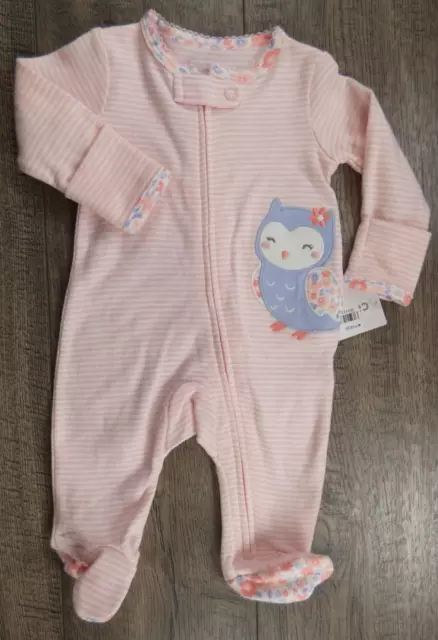 Baby Girl Clothes New Carter's Newborn Pink Owl Footed Outfit
