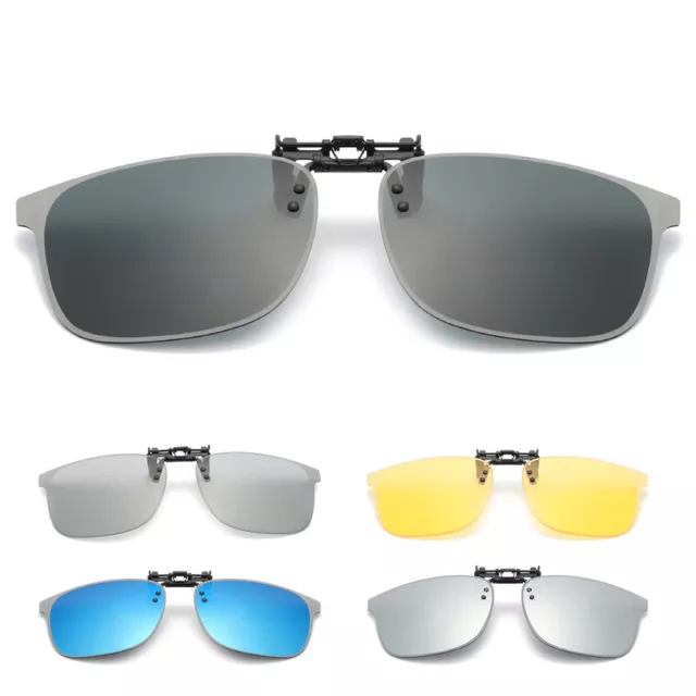 Polarized Clip On Sunglasses Lightweight Anti-Glare Flip Up Metal Clip Glasses