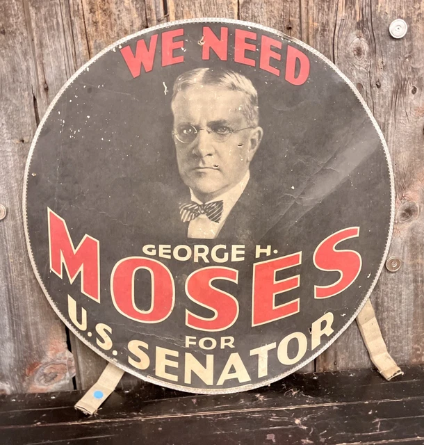 Raro Antico 20s/30s Moses Per Senator Nh Politica Pubblicità Auto Ruota Cover