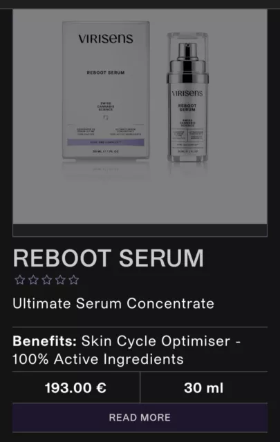 VIRISENS REBOOT SERUM SWISS SCIENCE Soin Anti-Âge - Neuf