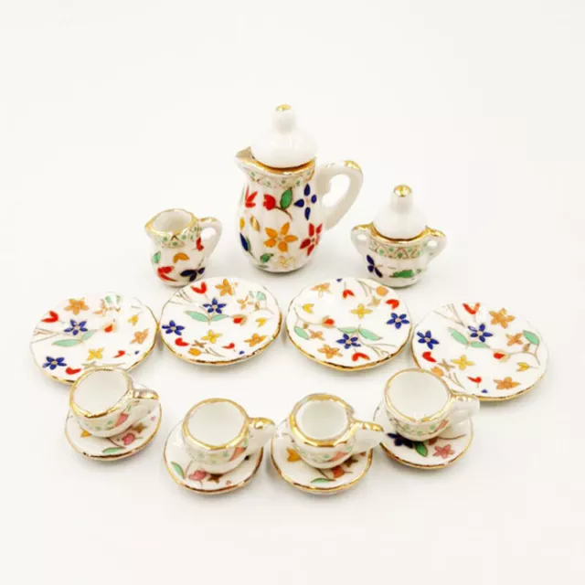 15x Dolls House Miniature 1:12TH Scale Tea Set Dining Room Kitchen Accessories