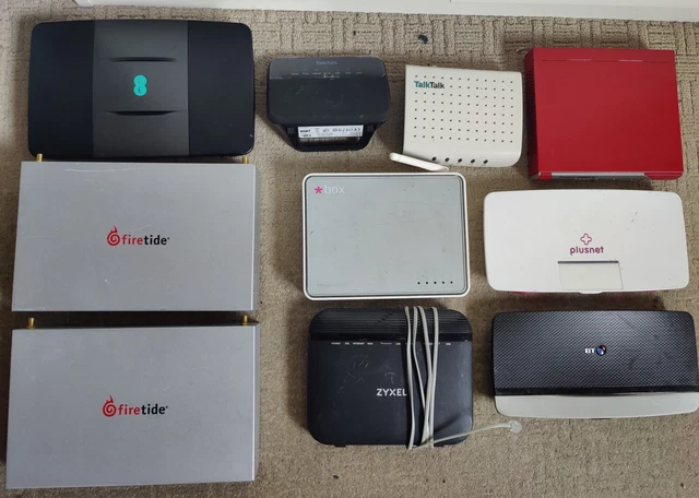 Job Lot Routers EE Firetide Talk Talk Firebox BT Plusnet X 10