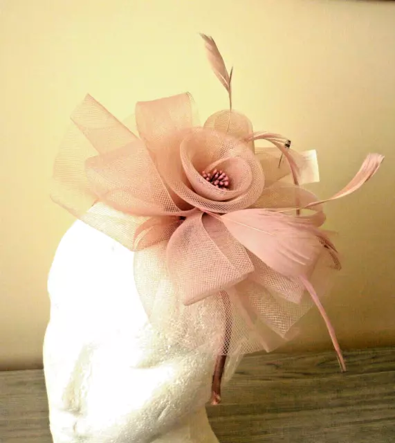 Stunning large Fascinator Wedding Races Special Occasion.  Blush Pink 745