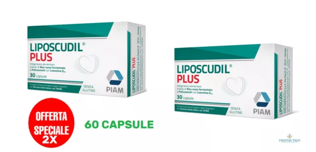 2X LIPOSCUDIL PLUS 30 + 30 Capsule PER IL CONTROLLO DEL COLESTEROLO ALTO