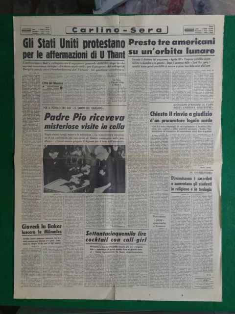 Carlino Sera 24/9/1968 , Padre Pio Riceveva Misteriose Visite In Cella