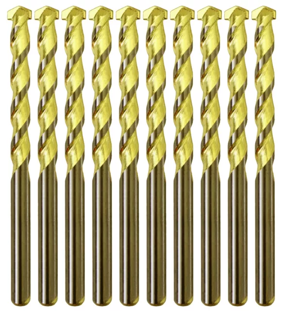 Masonry Drill Bit Set 1/4" Carbide Tip Golden Flute Concrete Drill Bits-10Pcs