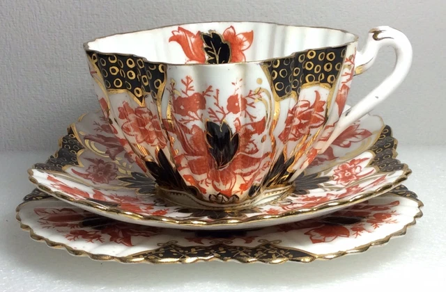 ANTIQUE WILEMAN FOLEY Shelley Alexandra Shape JAPAN Trio Teacup Plates ...