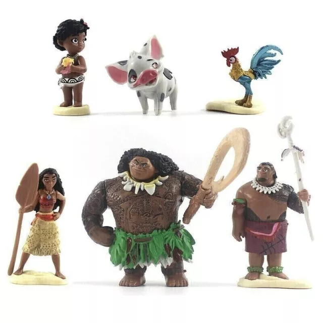 6x Disney Moana PVC Action Figures Cake Topper Decor Figurines Kid Play Set Toy