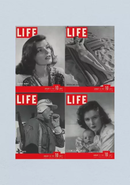 Life Magazine Lot of 4 Full Month of January 1941 6, 14, 20, 27 WWII ERA