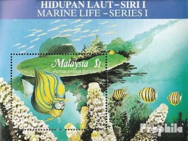 malaisie Bloc 4 neuf avec gomme originale 1988 Vie dans mer