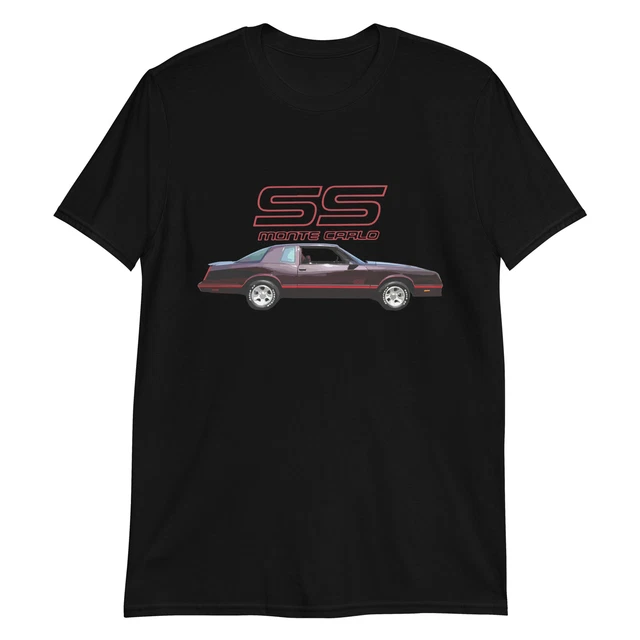 Retro Chevy Monte Carlo SS Classic Car T-Shirt - Unisex Black Short Sleeve Tee For Car Enthusiasts - View #9