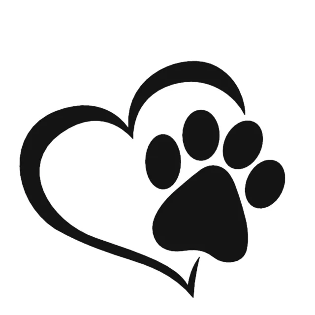 Dog Paw & Heart - 4.25" - Car Truck Window Bumper Graphics Sticker Decal Canine 2