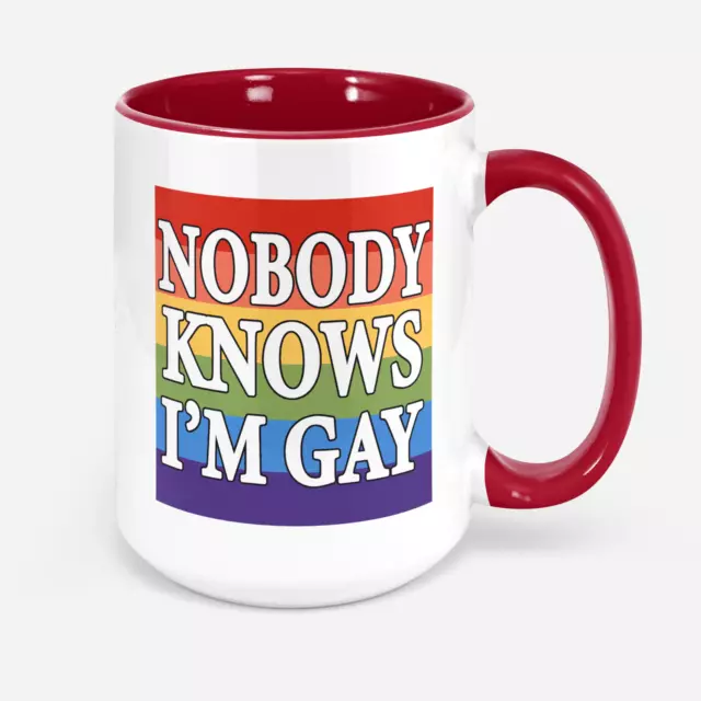 Lgbt Nobody Knows I'm Openly Gay Rainbow Coffee Mug 11oz White Present For Frien