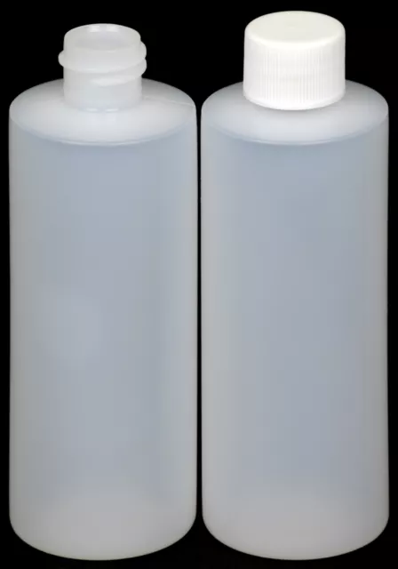 Plastic Bottle (HDPE) w/White Lid, 4-oz. 12-Pack, New