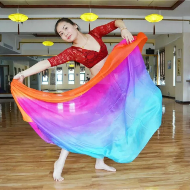Belly Dance Costume Gradient Color Dancing Silk-likeShawl Scarf Veil Dancewear