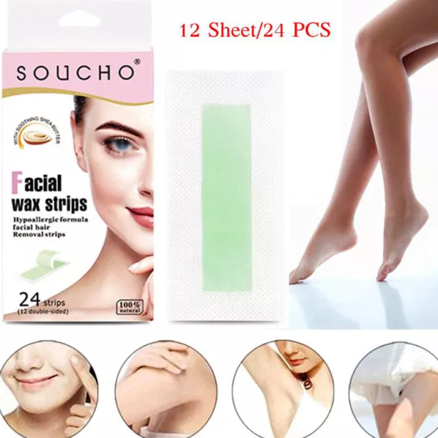 24Pcs Épilation Visage Cire Bandes Sourcil Cirage Bandes non Tissé Cire Papie ,