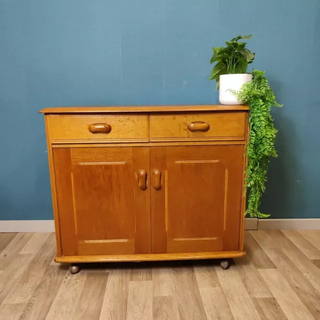 Vintage Priory Oak Sideboard  Mid Century Modern Danish Style Cupboard