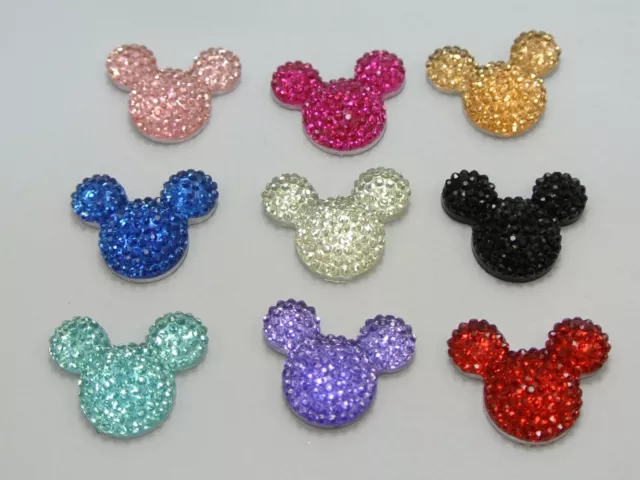 20 Flatback Resin Rhinestone Mouse Head Gem Cabachons 24X20mm Color for Choice