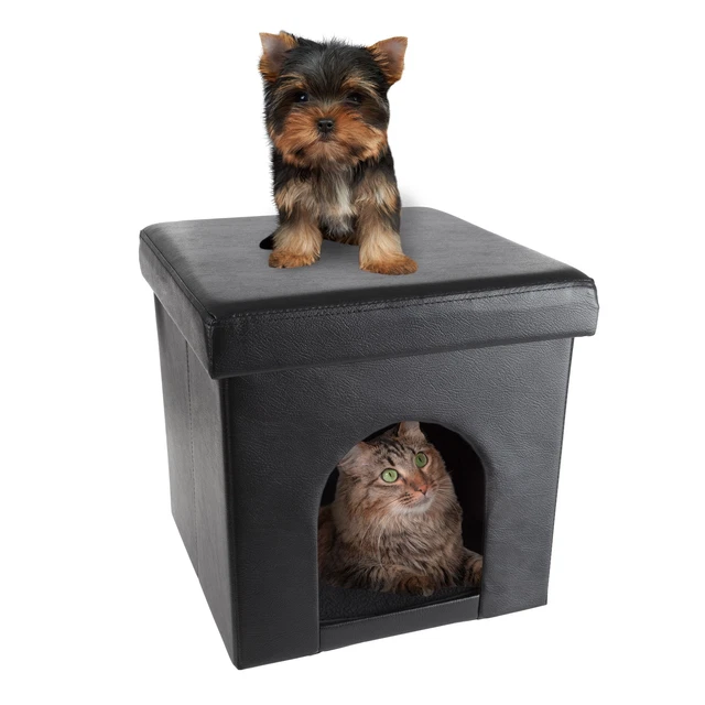 Collapsible multi-functional pet cube and footstool