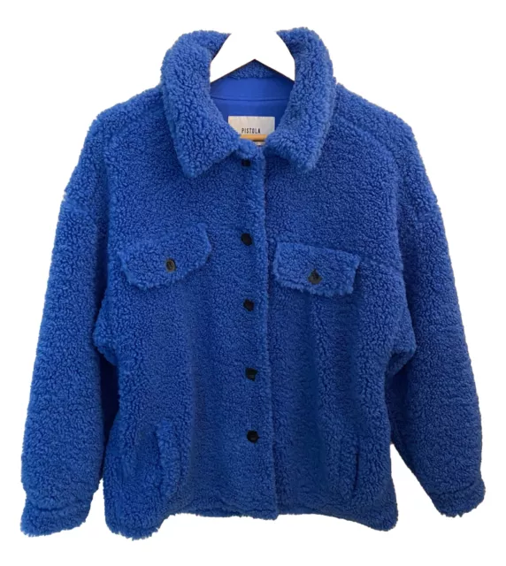 Pistola Women’s Oversize Sherpa Teddy Jacket Blue Size Small EUC