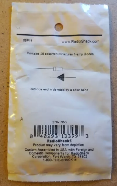 NEW! RadioShack 25 Pk. Assorted Rectifier Diodes 276-1653 2761653 *FREE SHIP* 3