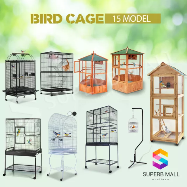Multi Size Portable Parrot Pet Bird Cage Carrier Stand Canary Budgie Finch Perch