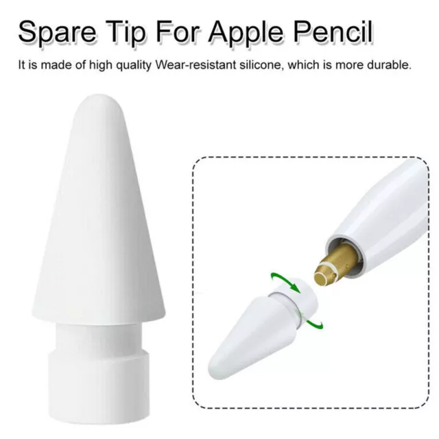 4X Stylus Tips Nibs de remplacement (pack 4) pour Apple iPad Pencil 1 et 2 Blanc
