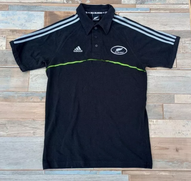 Adidas Rugby New Zealand All Blacks Men's Retro Polo Shirt Size Small Top Stripe