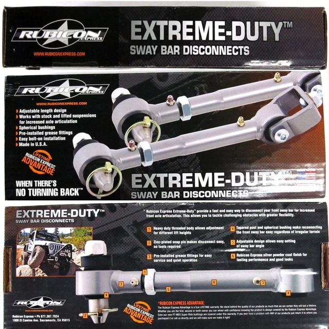 BO* Rubicon Express Extreme-Duty™ SwayBar Disconnects RE1131 Jeep TJ LJ XJ MJ ZJ