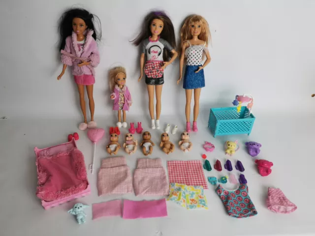 Barbie Skipper Stacie Kelly Baby Konvolut Kleinkindbett, Kinderbett, Flaschen, Zubehör