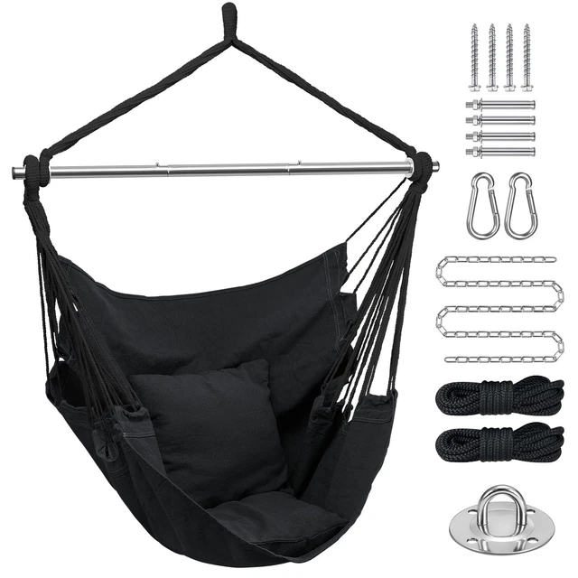 Hammock Chair Hanging Rope Swing, Outdoor Hanging Chair for Bedroom Portable
