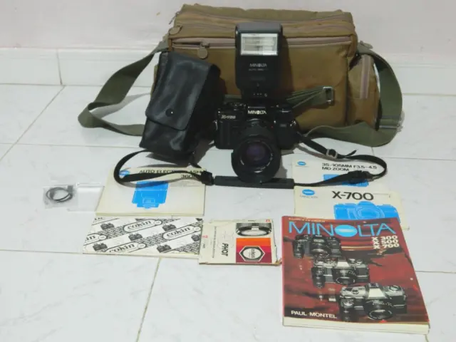 Minolta X-700 MPS SLR Film Camera + Lens MD Zoom 35-105mm + Auto 360Px Flash