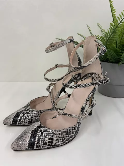 Amazon.com | Allegra K Women's Snake Printed Chunky Heels Ankle Strap Black  Purple Heel Sandals 6 M US | Heeled Sandals