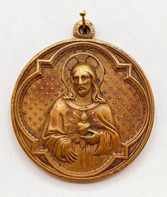 Pendentif Ancien En Or 18K – Médaille Religieuse XIXe Siècle – Sainte Vierge émaillée – Très Bon état