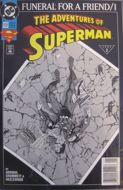 *** DC Comics ADVENTURES OF SUPERMAN 498  FUNERAL FOR A FRIEND /1 *** VF/NM  ***