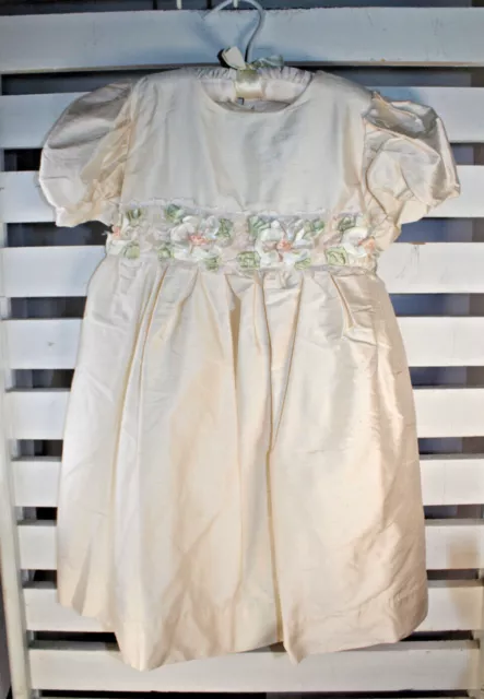 Jordan Marie Girl Toddler 4T Ivory 100% Silk Long Lined Flower Girl Easter Dress