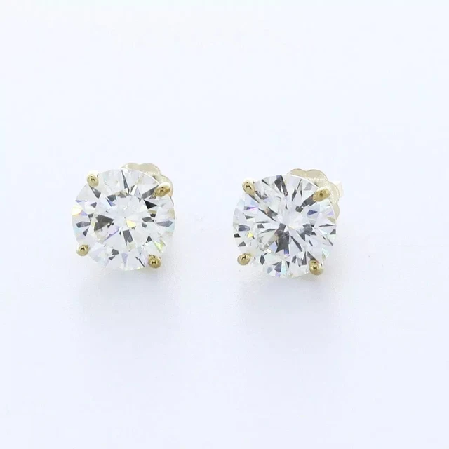 Orecchini A Cuore Con Borchia Diamante Simulato 1ct, Placcato Oro 14k, Argento 925