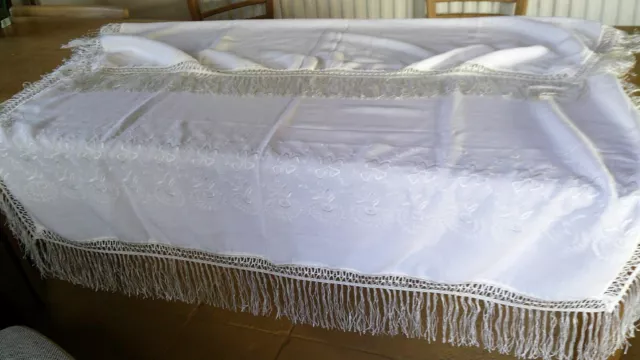 Antique Wool And Silk Piano Shawl