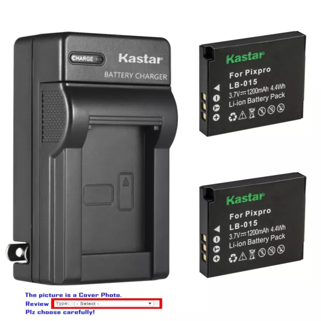 Kastar Battery AC Charger for Kokad LB-015 and Kokad PIXPRO WPZ2 Digital Camera