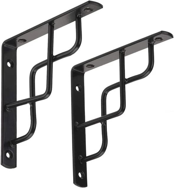 Dewell 2 Pcs 6Inch L Shape Decorative Shelf Brackets, Wall Mounted Shelf Support