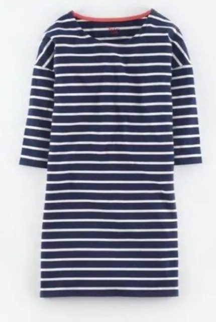 Boden Womens Blue Striped Relaxed Breton Nautical Cotton T-shirt Dress Size 8