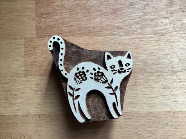 Blaudruck Stempel Holzstempel Stoffdruck Holzmodel Textildruck Töpfer Katze