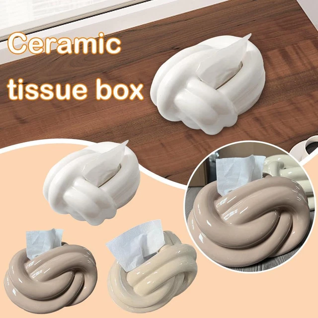 Bola de hilo cerámica sala de estar mesa de café crema color caja de tejido StoragA2 B1