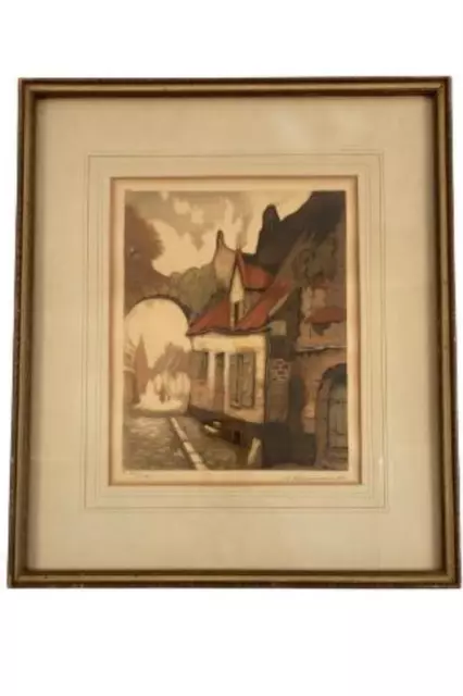 Vintage Art Print Gateway To Montfort 361/200 Louis Haumont Signed S Haumont