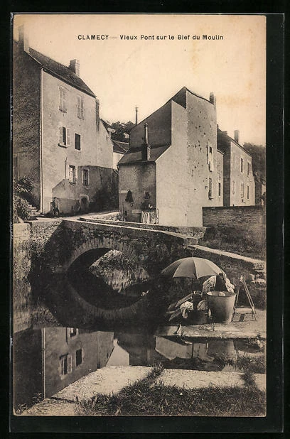 CPA Clamecy, Vieux Pont sur le Bief du Moulin