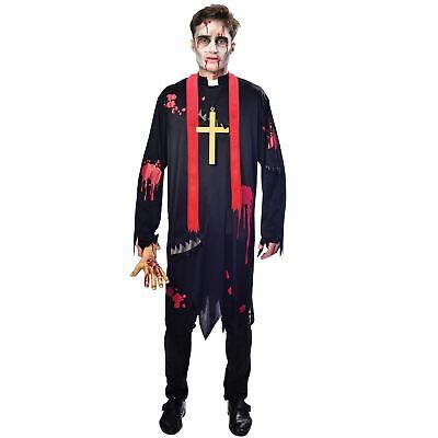 Adulti Uomo Religioso Zombie Sacro Prete Padre Vicar Vestaglia Abito Halloween