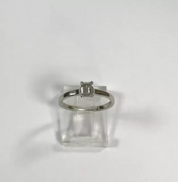 Diamond Engagement Ring 0.42 Carat Emerald Cut Platinum Size L 1/2 GIA Cert