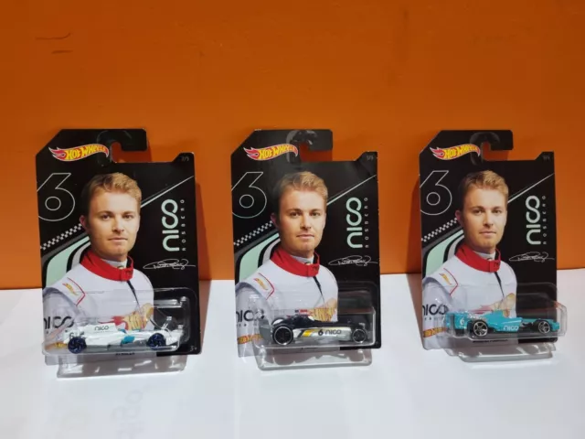Nico Rosberg Formula One 1 Hot Wheels Die Cast Cars Set Of 3 Ggc34 Rare Racer