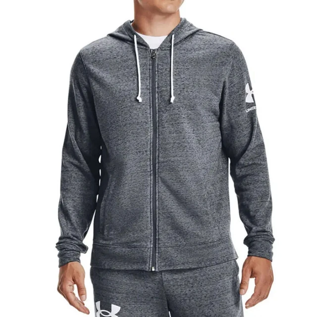 Felpa con cappuccio Under Armour UA Rival in pile grigia da uomo cerniera intera XS