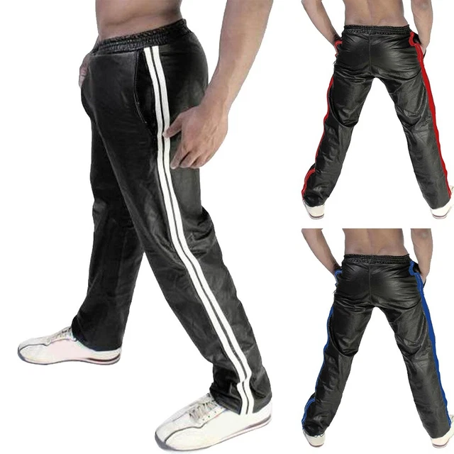 Pantaloni da biker da uomo taglie forti look bagnato pantaloni a matita in pelle